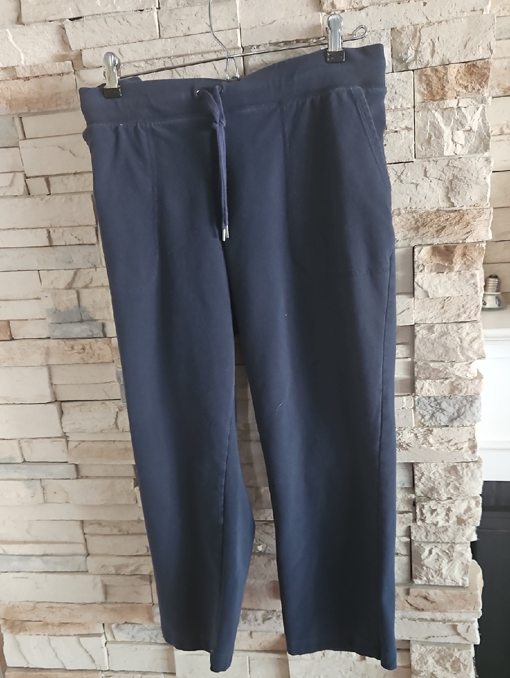 L.L. Bean Women's Navy Drawstring Casual Pants, Medium Petite